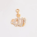 Close-up of S925 silver gold Arabic pendant with pavé-set shimmering zircon stones - Gold White Zirconia