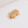 Detail of S925 sterling silver gold plated double-row cubic zirconia pearl necklace clasp - Gold