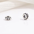 Retro S925 sterling silver faceted gear beads for DIY ethnic style jewelry making - Flat Round Dot Style (Model B)