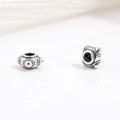Retro S925 sterling silver faceted gear beads with embossed patterns for DIY jewelry - Radiation Texture Style (Model C)