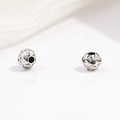 Macro detail of S925 sterling silver vintage faceted beads for DIY jewelry making - Flower Bud Carving Style (Model J)