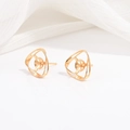 Gouden S925 zilveren driehoek oorbellen met bloemzetting voor DIY sieraden - Goud