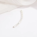 Macro detail of a polished S925 sterling silver bamboo style curved tube bead for DIY jewelry - 5-Segment Bamboo Curved Tube / Silver