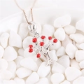 S925 sterling zilveren levensboom hanger ketting met levendige rode emaille vruchten - Rode Zirkonia (Alleen Hanger)