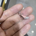 S925 zilveren hoge hak hanger met roze emaille en sprankelende zirkonia stenen - Hoge Hak (Hanger Zonder Ketting) / 925 zilver / Roze Zirconia (SPD10)