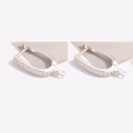 S925 sterling silver U-shaped hoop earrings with micro-paved cubic zirconia for DIY - Medium Style / Silver
