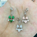 S925 sterling zilveren bikini hangers met kleurrijk emaille in roze, groen en wit - Hanger Zonder Ketting / Gestreept Wit Bikini (SPD7)