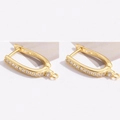 Gold-plated S925 sterling silver U-shaped hoop earrings with micro-set zircon accents - Medium Style / Gold