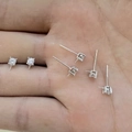 Macro detail of S925 sterling silver four-prong square settings for DIY jewelry making - Style D: Silver
