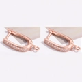 Rose gold S925 sterling silver U-shaped hoop earring finding with micro-set zircon - Medium Style / Rose Gold