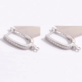 S925 sterling silver earring hook with micro-pave cubic zirconia for DIY jewelry making - Medium Style / White Gold