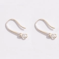 Minimalist S925 silver U-shaped earring hooks with zircon for DIY pearl jewelry making - Style A / 7.4*15mm / Silver