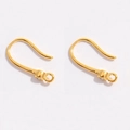 Golden S925 silver U-shape ear wire hooks with zircon for DIY jewelry making - Style A / 7.4*15mm / Gold
