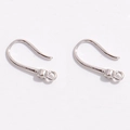 S925 silver U-shaped earring hooks with zircon setting for DIY jewelry making - Style A / 7.4*15mm / White Gold