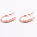 Paire de crochets de boucles d'oreilles or rose avec cinq zircons pour bijoux DIY - Style B 11*18mm (SE4) / Or rose
