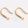 S925 silver U-shaped earring hooks in gold plating with non-slip texture for DIY jewelry - Style B / 8.8*15.5mm / Gold