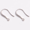 Minimalist S925 silver U-shape earring hooks with textured pattern for DIY jewelry - Style B / 8.8*15.5mm / White Gold