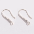 Polished S925 sterling silver U-shaped earring hooks with zircon for DIY jewelry making - Style C / 8.7*17mm / Silver