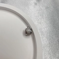 Polished S925 silver cylinder bead with micro-pave cubic zirconia on white display - White Gold