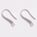 S925 sterling silver S-shaped earring hooks with pave-set zircons in silver finish - Style C / 8.7*17mm / White Gold