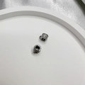 Pair of S925 silver cylinder beads with micro-set cubic zirconia and small side loops - Micro-inlaid Cylinder Bead / White K White Zircon