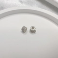 S925 sterling silver beads with zircon micro-pave for DIY jewelry making and pendants - Micro-inlaid Cylinder Bead / Silver White Rhinestone