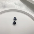 S925 silver spacer beads with black coating and white zircon micro-pave setting - Micro-inlaid Cylinder Bead / Gunmetal with White Zirconia