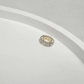 S925 sterling silver gear bead with gold plating and full cubic zirconia inlay - Gold White Zirconia