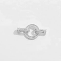 S925 sterling silver pave cubic zirconia O-ring jewelry connector with double clasps - Style E Baguette Zirconia Silver Tone / White Gold