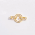Golden S925 sterling silver connector clasp with cubic zirconia pavé for DIY jewelry - Style E Baguette Zirconia Gold