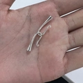 Polished S925 sterling silver flared interlocking clasp connector for DIY jewelry making - Silver Small Horn Clasp