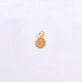 Golden round hollow longevity pattern pendant with integrated hanging loop - Type I Ping An Kou (6.4*11.2mm)