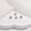 Polished S925 sterling silver crescent crimp beads for jewelry making and DIY crafts - White K Large Size