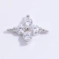 Connecteur trèfle à quatre feuilles en argent S925 avec zircons pour bijoux - Style Fermé / Argent