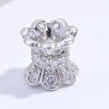 Detailed S925 silver trumpet flower bead with sparkling rhinestones for DIY jewelry - Platinum White Zircon 7-Petal Crown Style