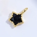 Handcrafted S925 sterling silver star pendant with black gem and gold beaded edge detail - Gold Black Zirconia Star Pendant