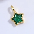 Sparkling gold star pendant with a green crystal center for jewelry making projects - Gold Green Zirconia Star Pendant