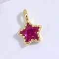 Ciondolo a stella in argento S925 con zircone rosso e bordo con perline dorate - Ciondolo Stella Zirconia Fucsia Oro