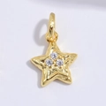Getextureerde gouden ster hanger van S925 zilver met drie fonkelende zirkoonstenen - Gouden Gehamerd Ster Stijl (Alleen Hanger Zonder Ketting)