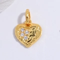 Gehamerde gouden hart hanger met zirkonia sterren en gepolijst oog voor halsketting - Gouden Gehamerd Hart Stijl (Alleen Hanger Zonder Ketting)