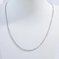 S925 sterling silver Chopin chain necklace displayed on white neck bust mannequin - White Gold
