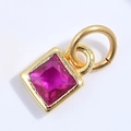 Pendente quadrato in argento S925 con gemma rosso-viola e finitura in metallo dorato - Placcato Oro Zirconia Rosso Rosa