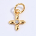 Macro view of gold S925 silver flower pendant with central zircon stone and polished finish - Gold Zirconia Vajra Pestle Pendant