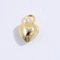 Colgante de corazón 3D chapado en oro pulido con anilla fija para joyas DIY - Colgante Corazón Dorado