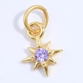 Golden S925 silver eight-pointed star pendant with purple zircon gemstone center - Gold / Purple Zirconia