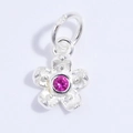 Detail of S925 sterling silver flower pendant with a pink zircon stone for jewelry making - Silver Rose Red Zirconia Flower Pendant