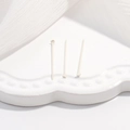 Tre spilli a testa piatta in argento S925 su vassoio in ceramica per creazione gioielli DIY - 10mm*0.6mm (1g) / Chiodino a Testa Piatta Argento
