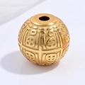 Macro detail of gold S925 sterling silver bead with embossed Fu character for DIY jewelry - Fu Character Round Bead