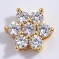 Exquisita cuenta de flor de plata S925 con acabado dorado y circonitas brillantes - Cuenta de Flor de Seis Pétalos (SZ111) / Dorado