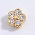 Cuenta de flor de plata S925 con acabado oro rosa y cristales para joyería artesanal - Cuenta de Flor de Cinco Pétalos (SZ111) / Dorado